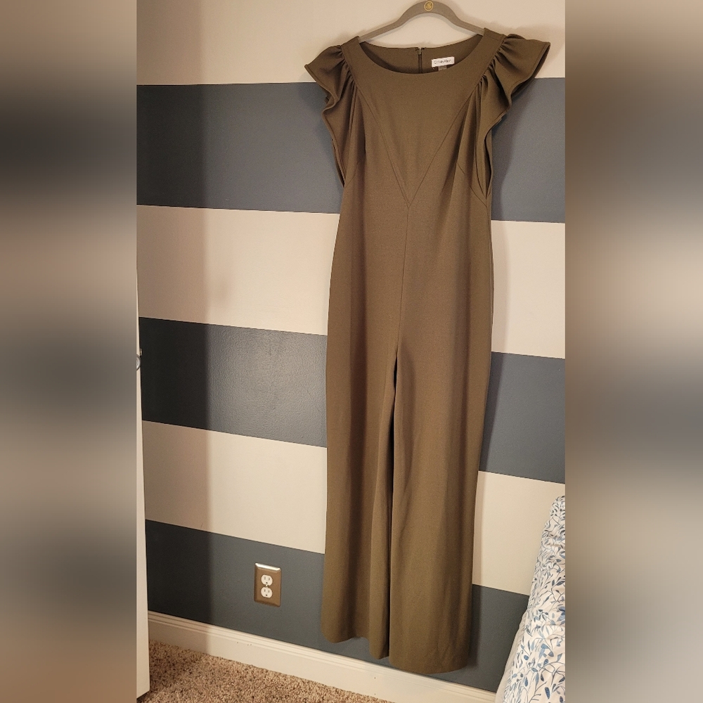 Calvin Klein Olive Green Wide-Leg Jumpsuit Women's Size 8